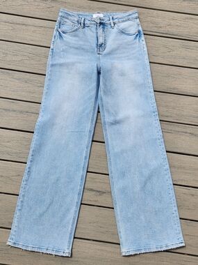 Moco Boutique Women’s Light Blue High-Rise Wide Leg Jeans